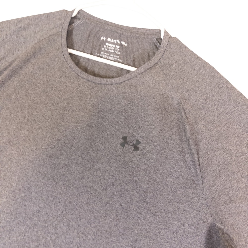 Under Armour Mens 3XLT Gray Heather The Tech Tee Loose Fit Short Sleeve Shirt